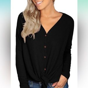 🤍2/$20 Waffle knit tie knot tunic